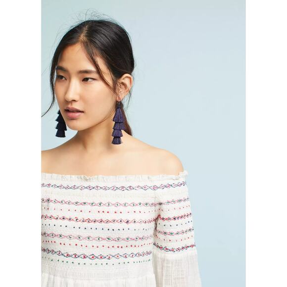 MSRP $168 Farm Rio Off-The-Shoulder Smocked Top or Mini Size S | SAME DAY SHIP - Picture 3 of 9